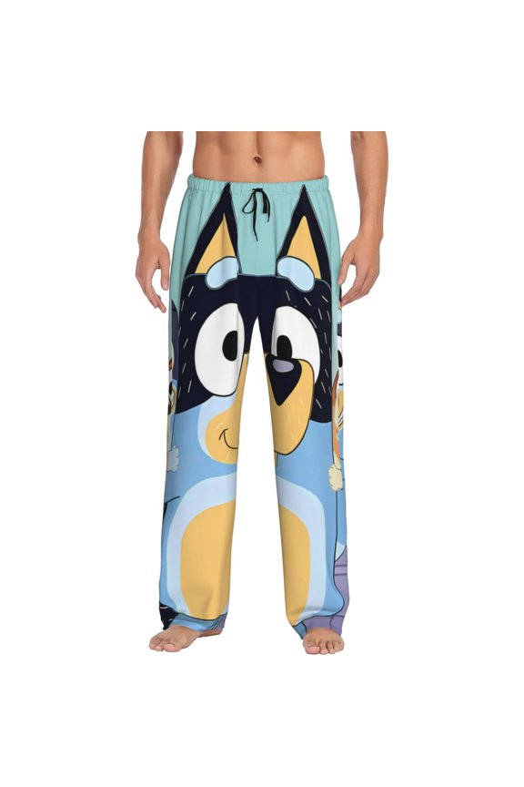 Bluey Pattern Men's Trousers, Elastic Waistband with Pockets, Pajama Pants, Home Wear-Medium