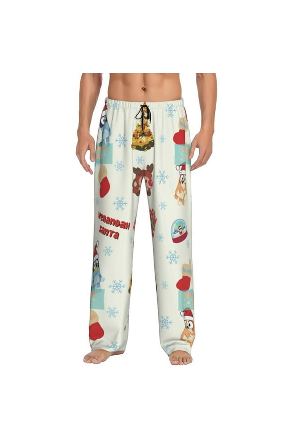Bluey Pattern Men's Trousers, Elastic Waistband with Pockets, Pajama Pants, Home Wear-Small