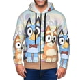thumbnail image 1 of Zofaai Bluey Pattern Men's Zipper Cardigan, Drawstring Hooded Pocket Long Sleeve Cardigan Jacket, Suitable for Leisure and Sports-X-Large, 1 of 5