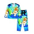 thumbnail image 1 of Zofaai Bluey Pattern Women's Pajamas Set, V-neck Button-down Long-sleeved Top with Pockets and Pajamas Two-piece Set, Suitable for Home Leisure-Large, 1 of 7