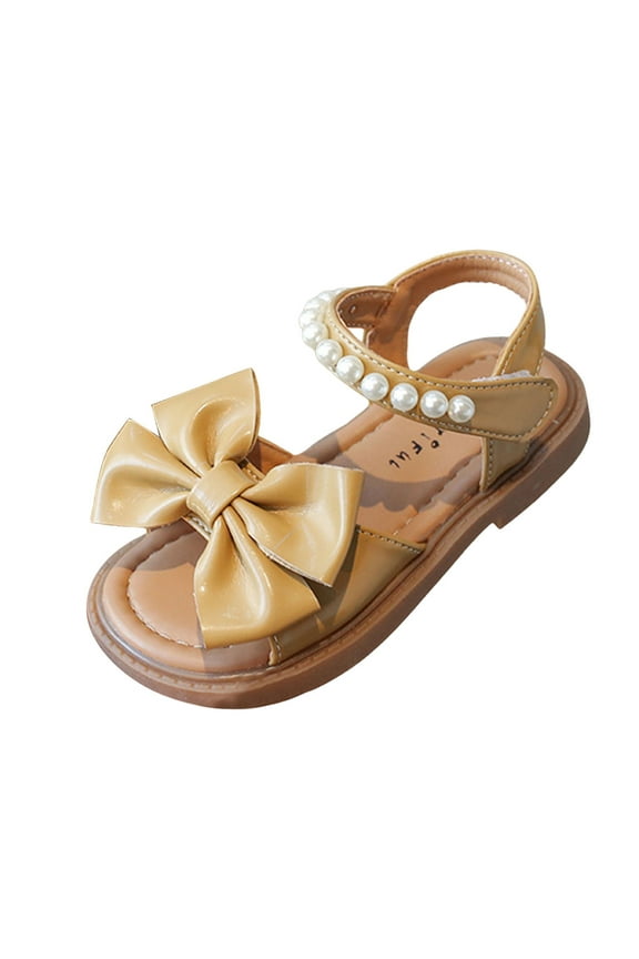 Girls Sandals Open Toe Summer Cute Lightweight Sandals Beach Shoes Little Kid/Big Kid Yellow for 13