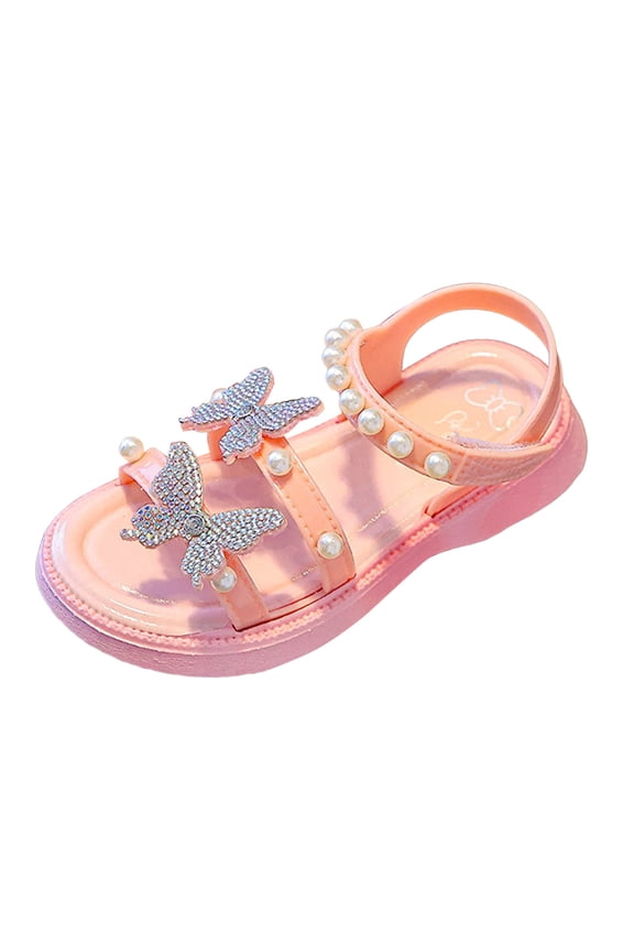 Girls Sandals Toddler Shoes Baby Girls Cute 2025 Fashion Solid Color Bow Non-slip Soft Sole Beach Sandals Pink for 13