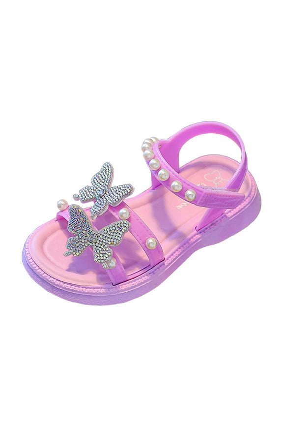 Girls Sandals Toddler Shoes Baby Girls Cute 2025 Fashion Solid Color Bow Non-slip Soft Sole Beach Sandals Purple for 2
