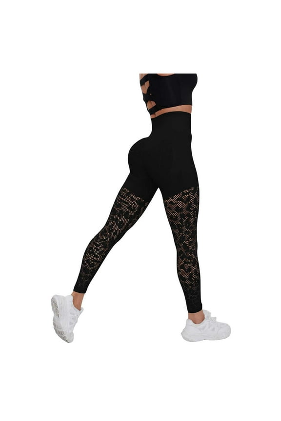 High Waisted Leggings for Women - Tummy Control Yoga Pants for Workout Running Athletic Women's Leggings Black for Size L