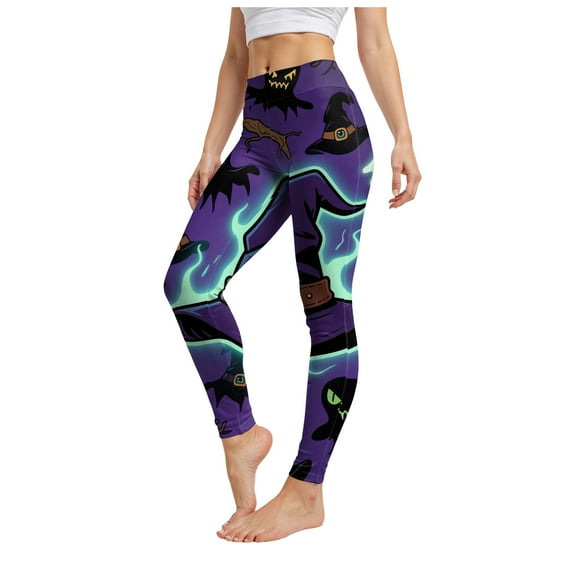 Zofedap Tummy Control Workout Leggings for Women, High Waisted Yoga Pants for Women, No See Through Gym Capri Leggings for Running Dark Purple for Size L