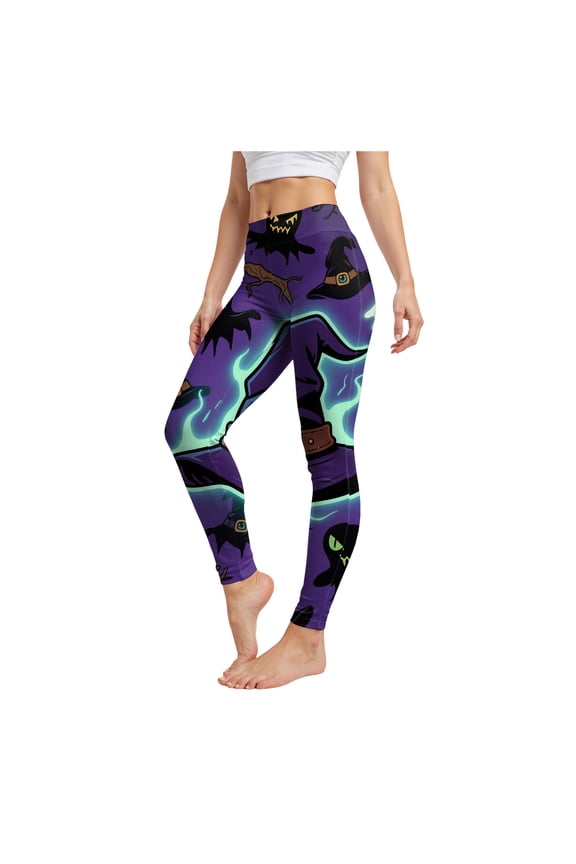 Tummy Control Workout Leggings for Women, High Waisted Yoga Pants for Women, No See Through Gym Capri Leggings for Running Dark Purple for Size M