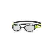 Zoggs Predator Swimming Goggles Wiro Frame UV Protection Indoor Outdoor - Black/Green - Clear Lens / Small