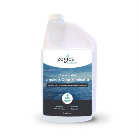 Zogics Smoke & Odor Eliminator, 32 oz Bottle Makes up to 32 Quarts - Meets ECOLOGO Standards…