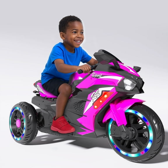 ZOGYMOZ 12V Electric Motorcycle for Girls,Battery Powered Motorcycle Toy Child Dirt Bike, Kids Ride On Motorcycle, Pink