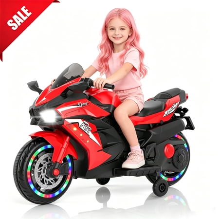 Zogymoz 12V Ride on Motorcycle with Led and Music, Kids Motorcycle Ride on for 3-6 Years,Powered Ride-ons Toy Gifts