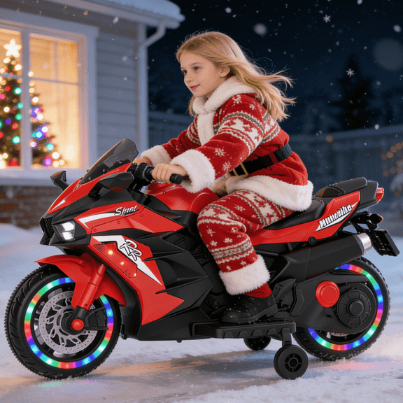 Zogymoz 12V Ride on Motorcycle with Training Wheels, Kids Motorcycle Ride on for 3-6 Years,Powered Ride-ons Toy Gifts