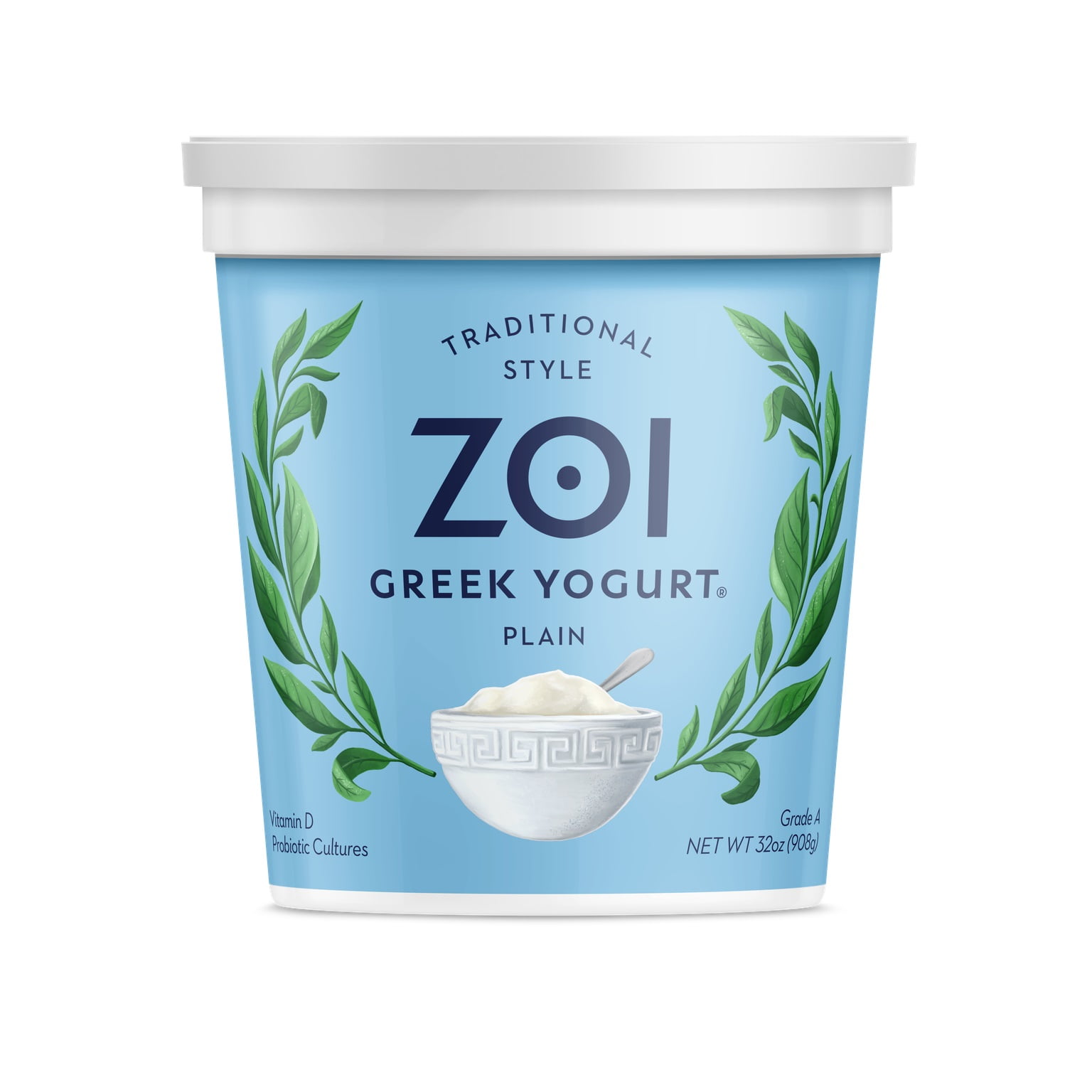Zoi Greek Plain Traditional Style Yogurt, Net WT 32oz