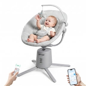 Zoicay Baby Swing for Infants with App Remote Control, 5 Speeds 3 Sway Modes, Bluetooth Music, 5-Point Harness Infant Swing, Gray