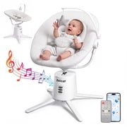 Zoicay Electric Baby Swing with App Remote Control, 5 Speeds 3 Sway Modes, Bluetooth Music, 5-Point Harness Infant Swing, White