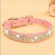 Zoiuytrg Dog Cat Puppy Collars Rhinestones Leather Chic Bling Crystal Buckle Diamond