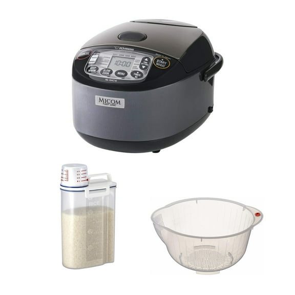 Zojirushi NL-GAC10BM 5.5 Cup (Uncooked) Umami Micom Rice Cooker and Warmer (Metallic Black) Bundle