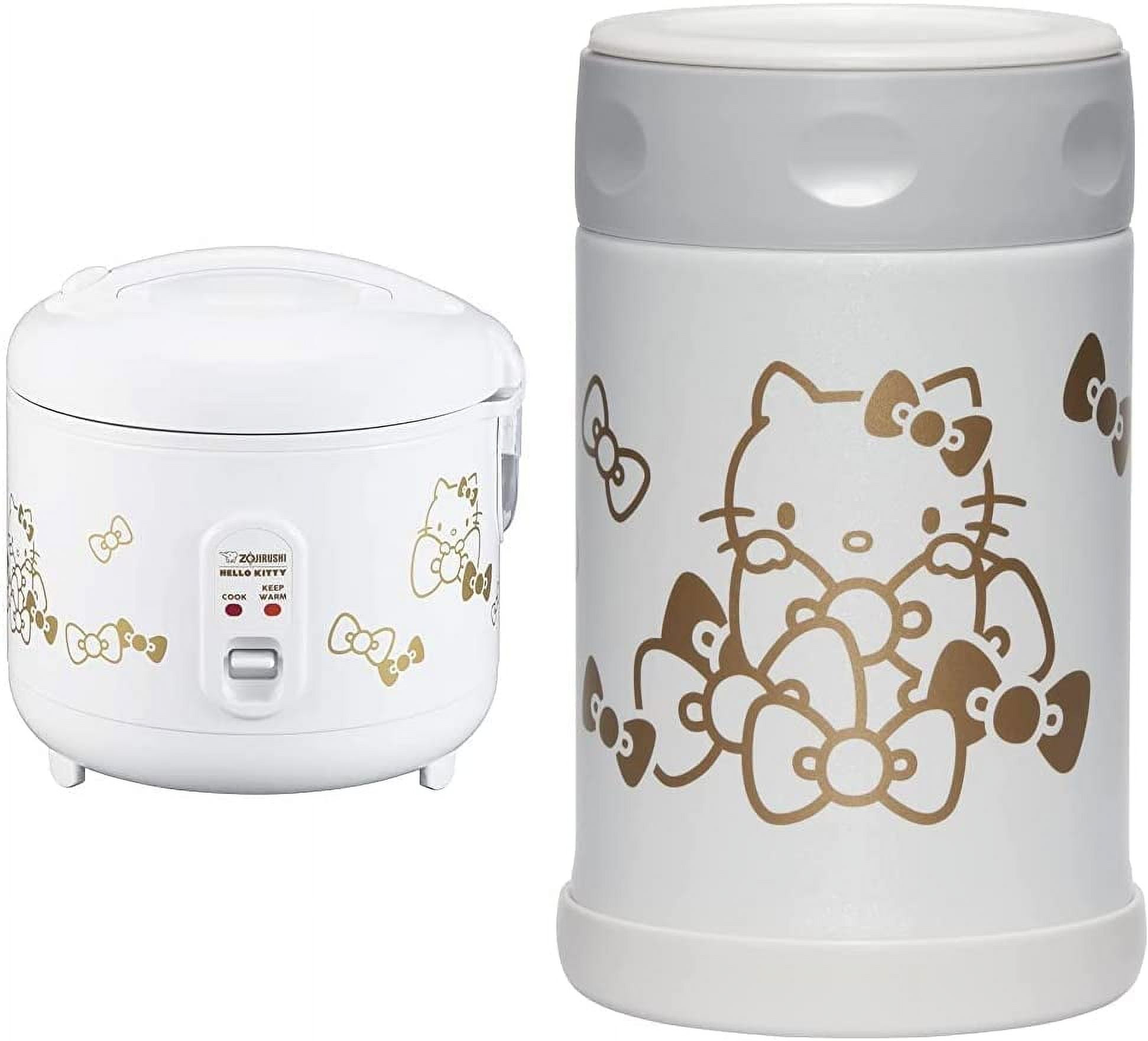 Zojirushi NS-RPC10KTWA Automatic Rice Cooker & Warmer, 5.5-Cup, White &  SW-EAE50KTWA Stainless Steel Food Jar, 17-Ounce, Hello Kitty Collection  White 