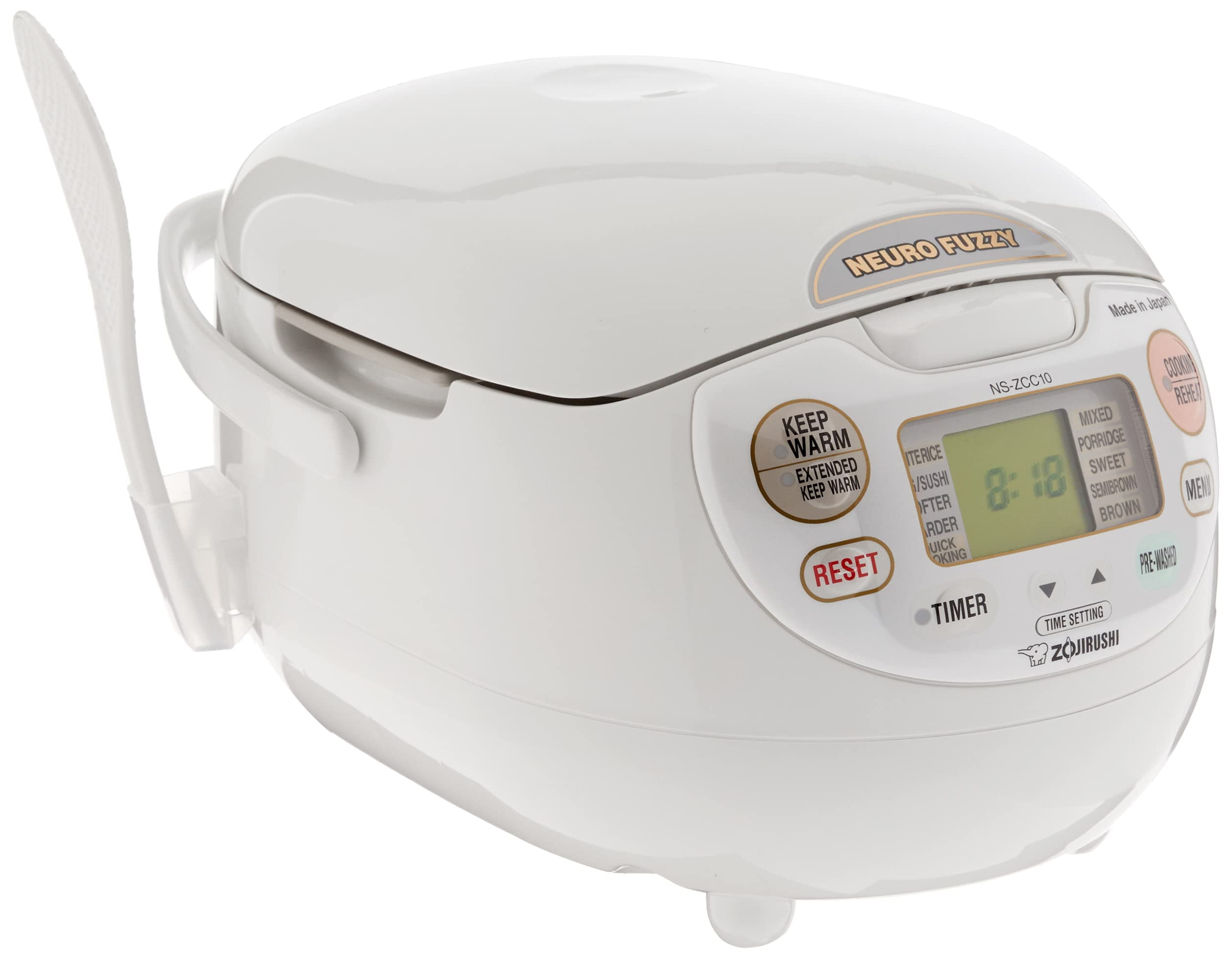 Zojirushi NS-ZCC10 5.5-Cup Neuro Fuzzy Rice Cooker & Warmer, Premium White, Made in Japan