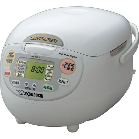 Zojirushi NS-ZCC18WZ Neuro Fuzzy Rice Cooker & Warmer, 10 Cup (Uncooked), Premium White, Made in Japan