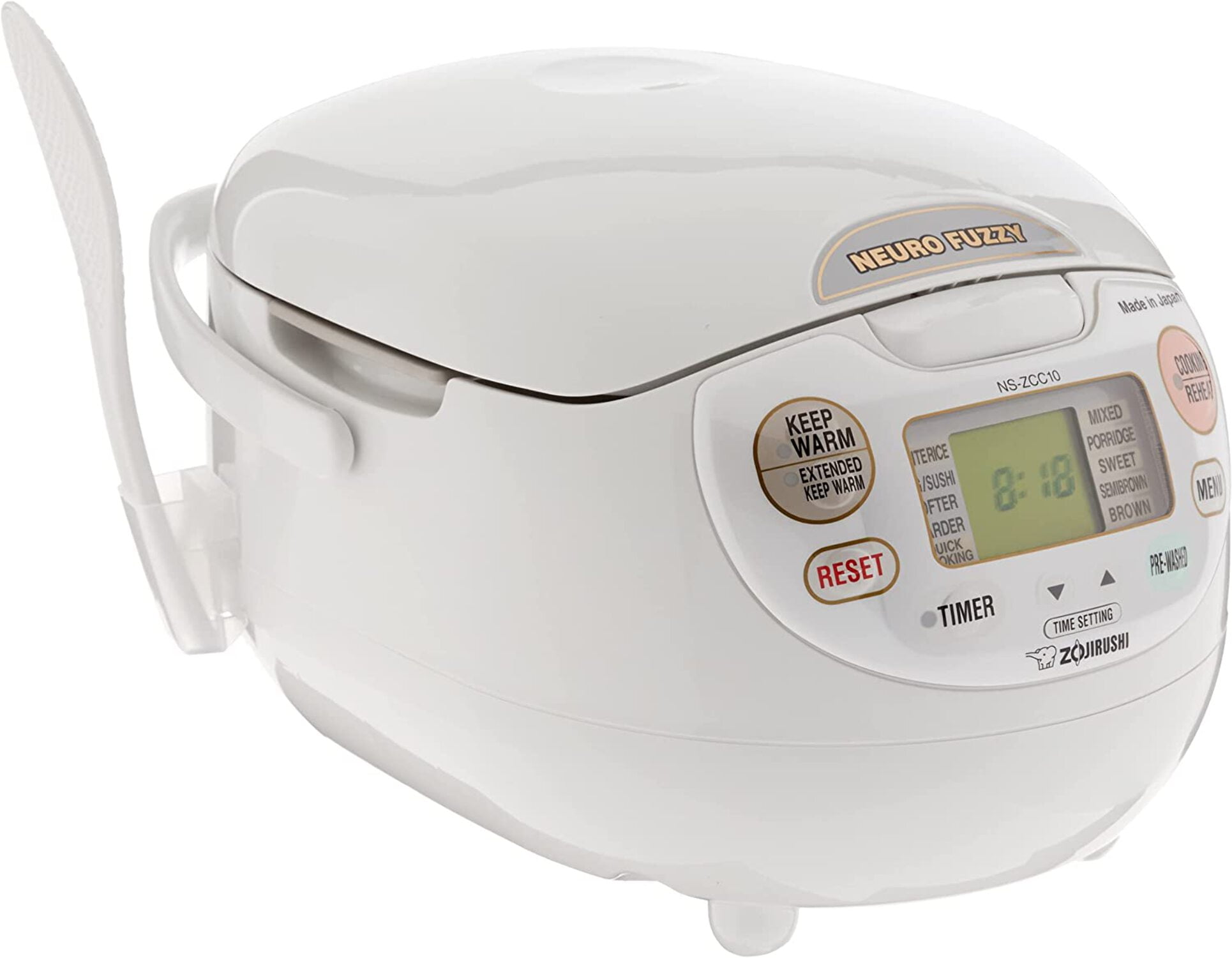 Premium White 5.5-Cup Electric Rice Cooker with Fuzzy Logic