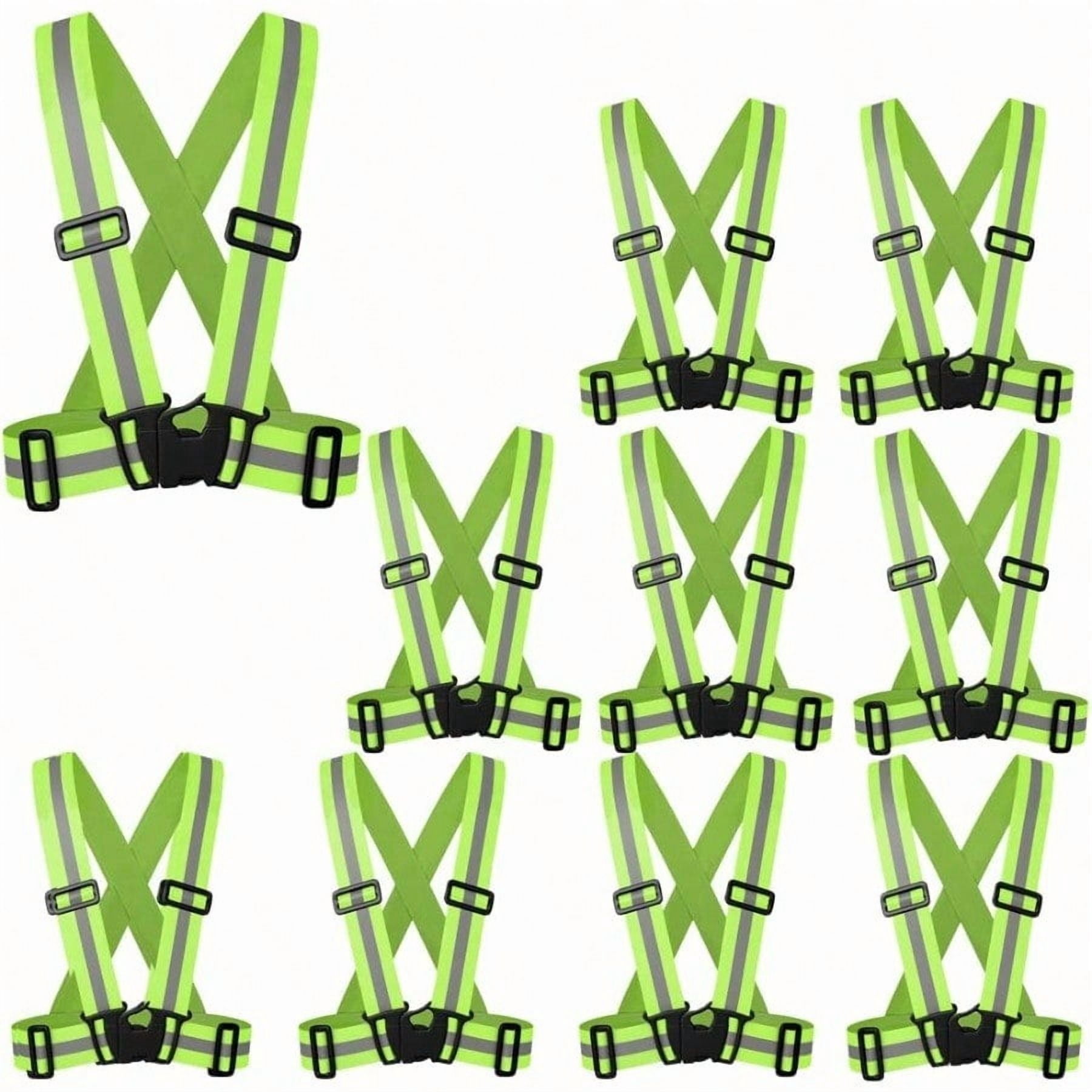 Zojo Reflective Vest Lightweight Adjustable Safety High Visibility For Running Fits Outdoor Cloth Pack Of 10 Neon Yellow