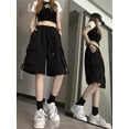 thumbnail image 1 of Zoki Streetwear Hip Hop Cargo Shorts Women Vintage Harajuku High Waist Y2K Short Pants Casual Korean Pockets Bf Shorts Summer, 1 of 5