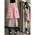 thumbnail image 1 of Zoki Streetwear Hip Hop Cargo Shorts Women Vintage Harajuku High Waist Y2K Short Pants Casual Korean Pockets Bf Shorts Summer, 1 of 5