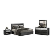 Zoko 5pc Queen Bedroom Set, 2 USB Nightstands, Dresser Mirror Ash Gray