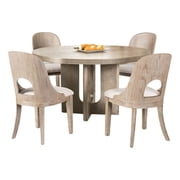 Zoko 5pc Round Dining Table Set- Polyester Chairs- White- Solid Wood
