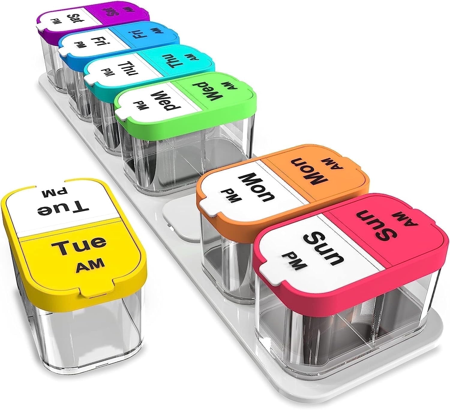 Extra Large Weekly Pill Organizer 2 Times A Day, Pill Box 7 Day Am Pm to Hold Daily Medicine Vitamin and Supplements
