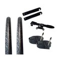 thumbnail image 1 of Zol Bundle 2 Pack Road Tires, 2 Bike Tubes 700x28C Presta/French, 2 Tire Levers and 1 Zol Mini Pump (80mm), 1 of 1