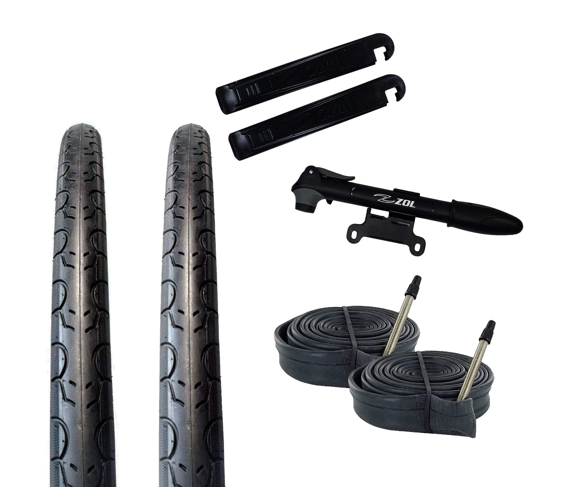 Zol Bundle 2 Pack Road Tires, 2 Bike Tubes 700x28C Presta/French, 2