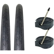 Zol Bundle Pack Road Bike Tires and Bicycle Tube 700x23C, Presta French 80mm Valve