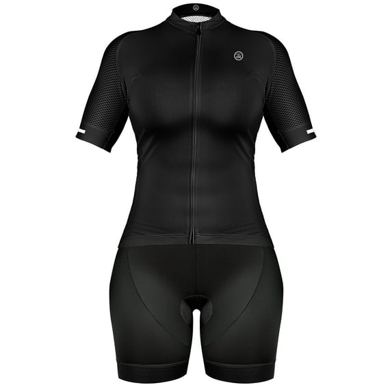 Zol Cycling Women Breathable Race Fit Jersey With Bib (Medium, Black)