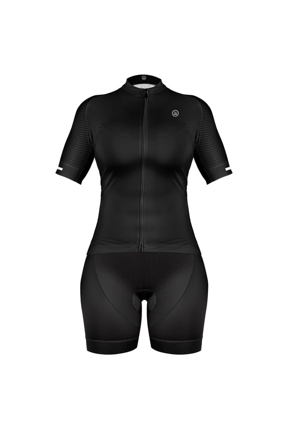Cycling Women Breathable Race Fit Jersey With Bib (XXLarge, Black)