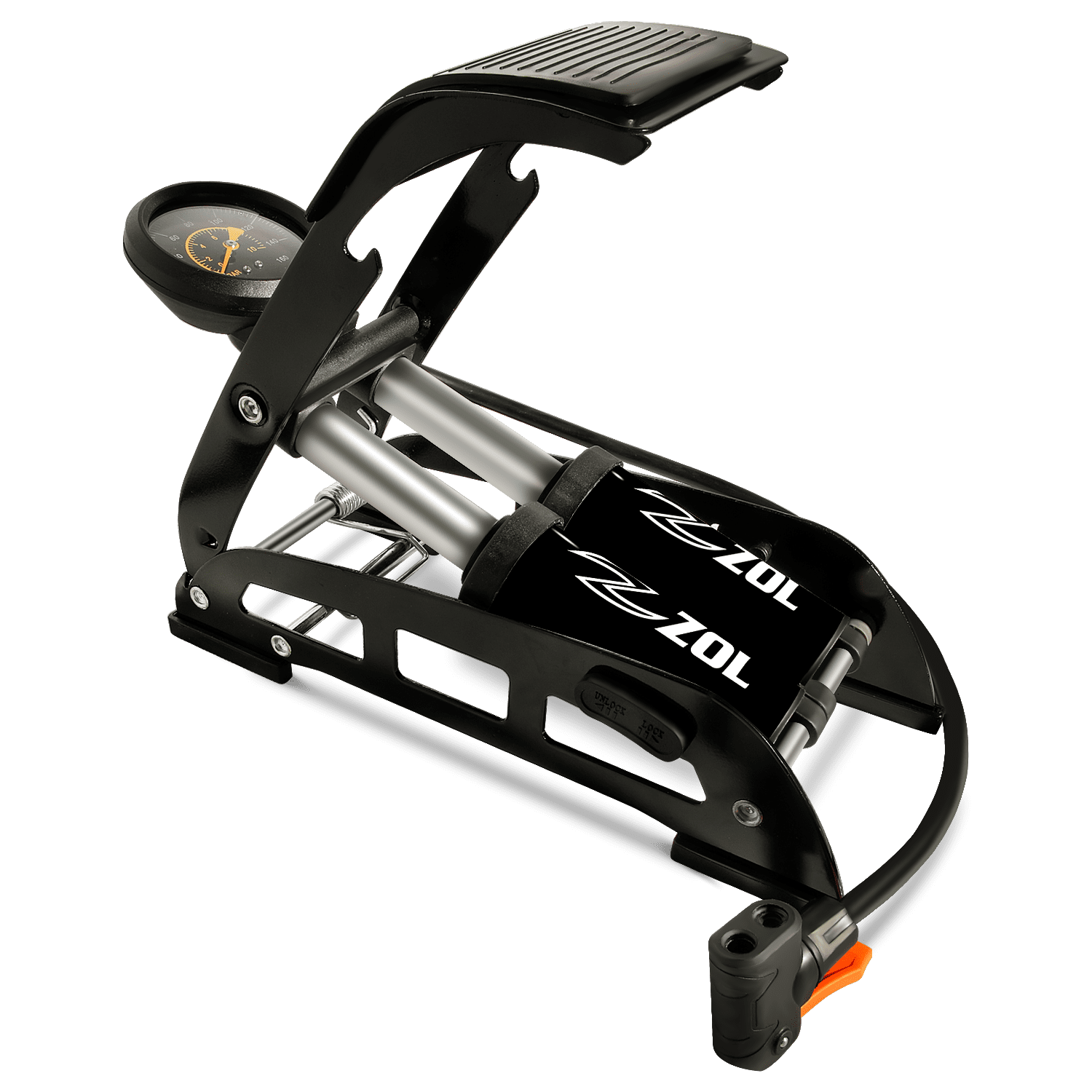 Zol Double Barrel Bike Floor Foot Pump ,Portable Air Pump Inflator Pump