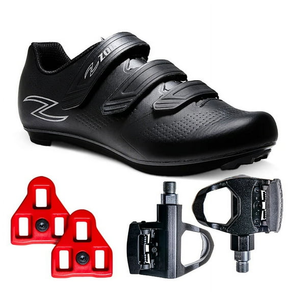 Zol Fondo Road Cycling Shoes With Road Delta Pedals and Cleats (6.5, Black)