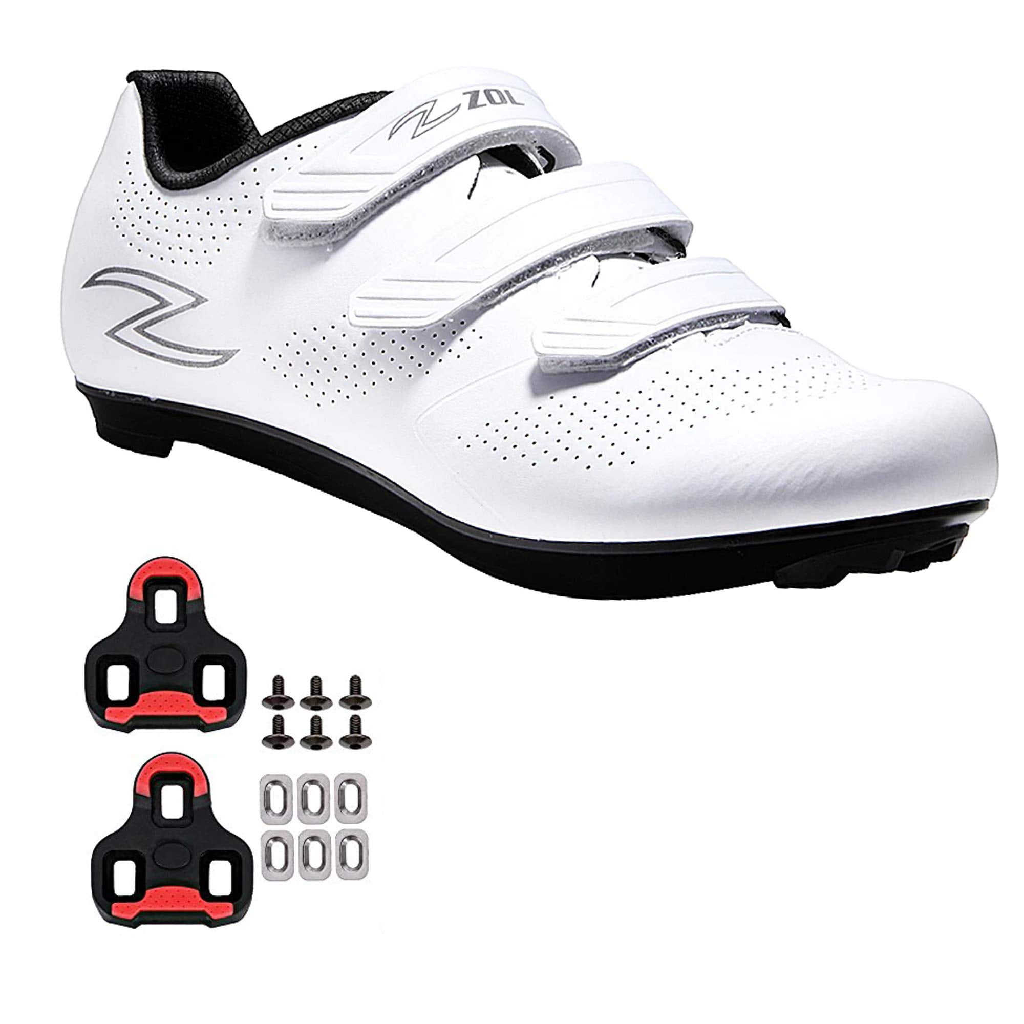 Zol Fondo Road Cycling Shoes with Keo Cleats (9.5, White)