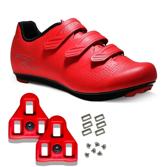 Zol Fondo Road cycling Shoes with 6-Degree Delta Look Cleats Included Compatible with Peloton (Red, 10.5)