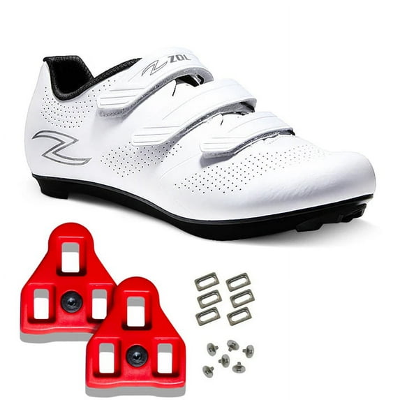 Zol Fondo Road cycling Shoes with 6-Degree Delta Look Cleats Included Compatible with Peloton (White, 9.5)