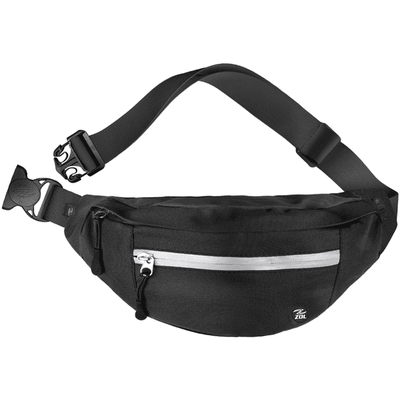 Zol Moda Fanny Pack Waist BagHip Pouch Bum Bag Running Fannie Pack Phanny Fannypack Waistpack Bumbag Beltbag Sport Slim Fashionable for Jogging Hiking Woman Man (Black)