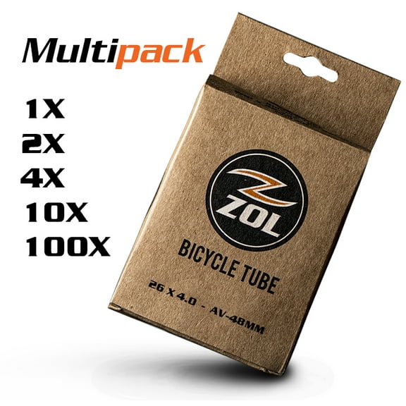 Zol Multipack Fat Tire Bike Bicycle Inner Tube 26"x4.0 Schrader Valve 48mm