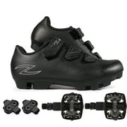 Zol Raptor Mtb and Indoor Cycling Shoes with Pedals and Cleats (8, Black)