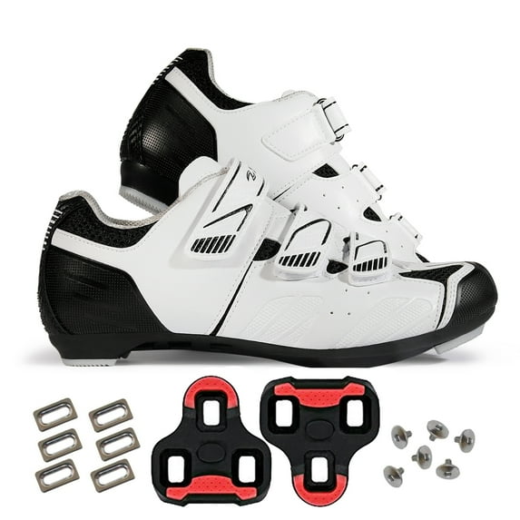 Zol Stage Road Cycling Shoes with Look Keo Cleats (Black with Silver, 40 CM (EU)/ 7.5 (US))
