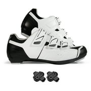 Zol Stage Road Cycling Shoes with Spd Mtb Cleats (8, WHITE)