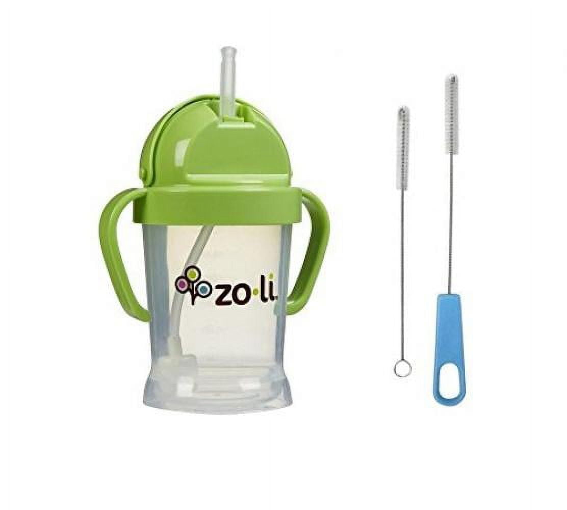 Zoli Bot Straw Sippy Cup with Sippy Cup Cleaner Green