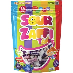 ZOLLIPOPS Sour Zaffi Taffy Sugar Free, Keto, Allergen & Diabetic Friendly, Assorted Fruit 5.0oz