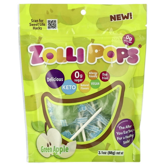 Zollipops The Clean Teeth Pops, Green Apple, 3.1 oz