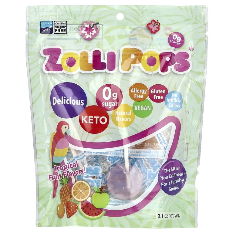 Zollipops Original Clean Teeth Candy®, Tropical Fruit Flavors, 3.1