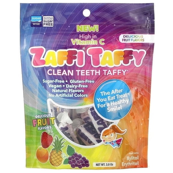 Zollipops, Zaffi Taffy, Clean Teeth Taffy, Delicious Fruit Flavors, 3 oz Pack of 3